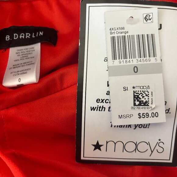 NWT B. Darlin Burnt Orange Ruched Slit Mini Dress - Picture 3 of 3